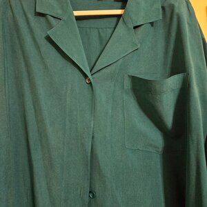 Linen tunic shirt with side slits - green 20W